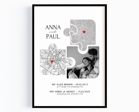Partner Geschenk Koordinaten Bild mit Foto