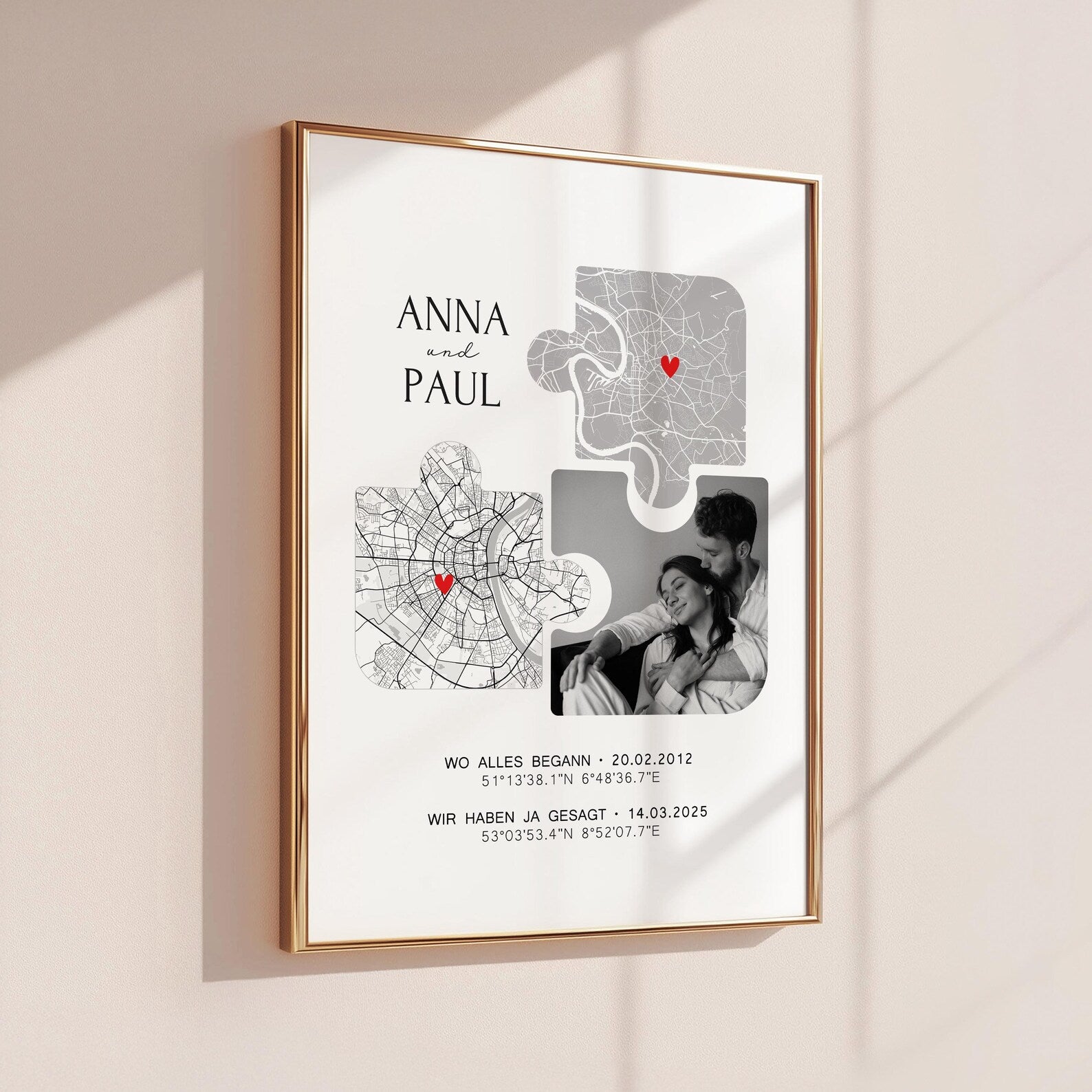 Partner Geschenk Koordinaten Bild mit Foto