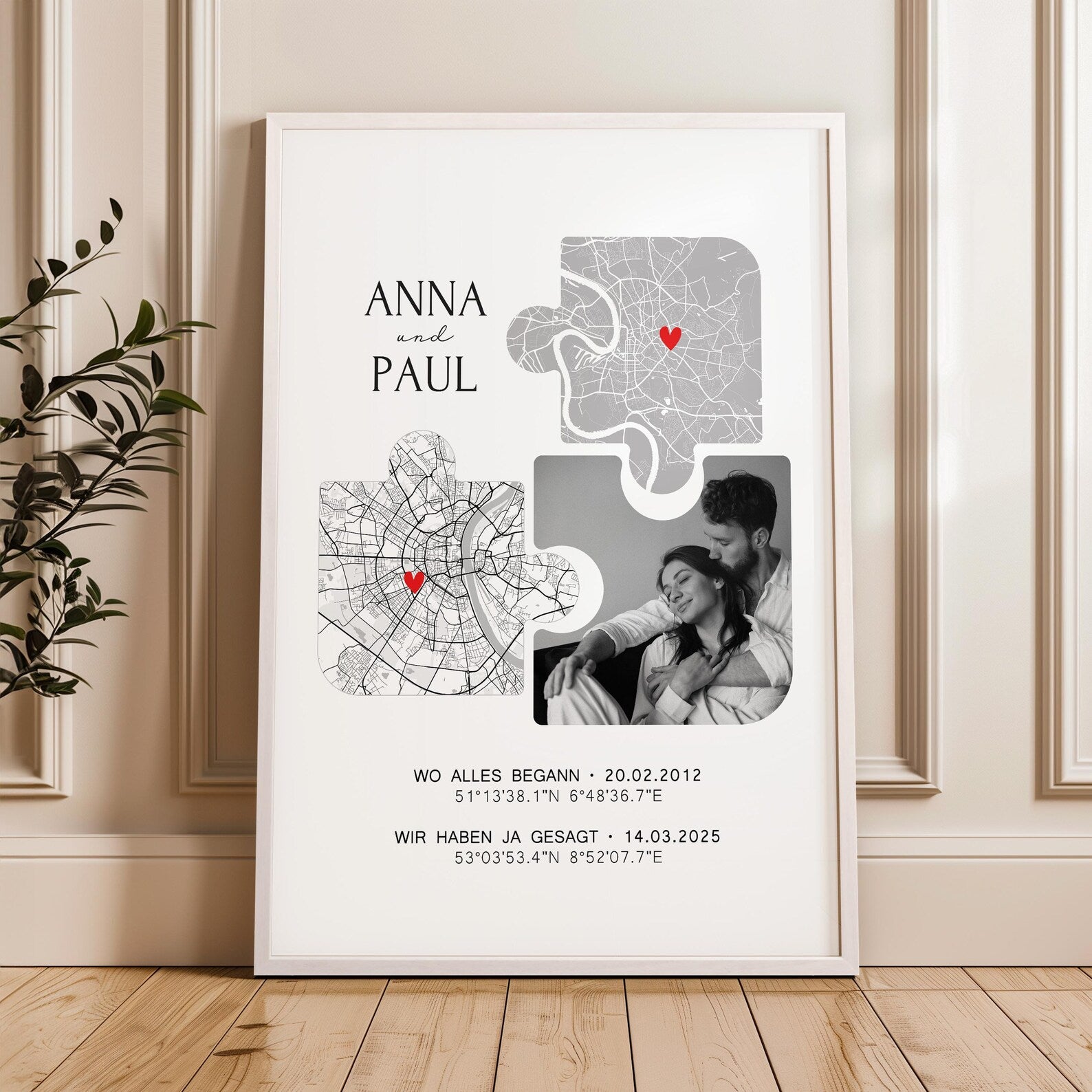 Partner Geschenk Koordinaten Bild mit Foto