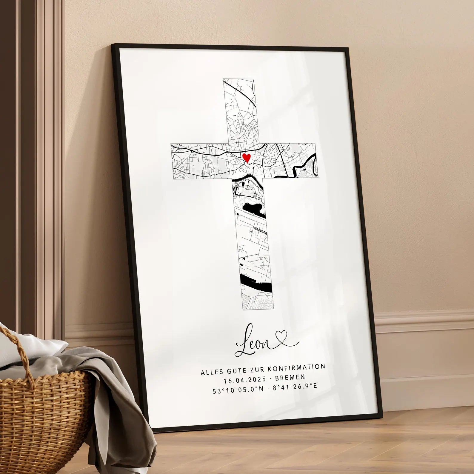 Geschenk zur Konfirmation personalisiertes Poster Konfirmationskreuz Kreuz Bild