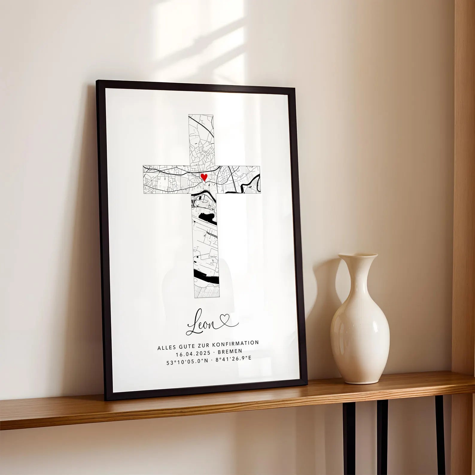 Geschenk zur Konfirmation personalisiertes Poster Konfirmationskreuz Kreuz Bild