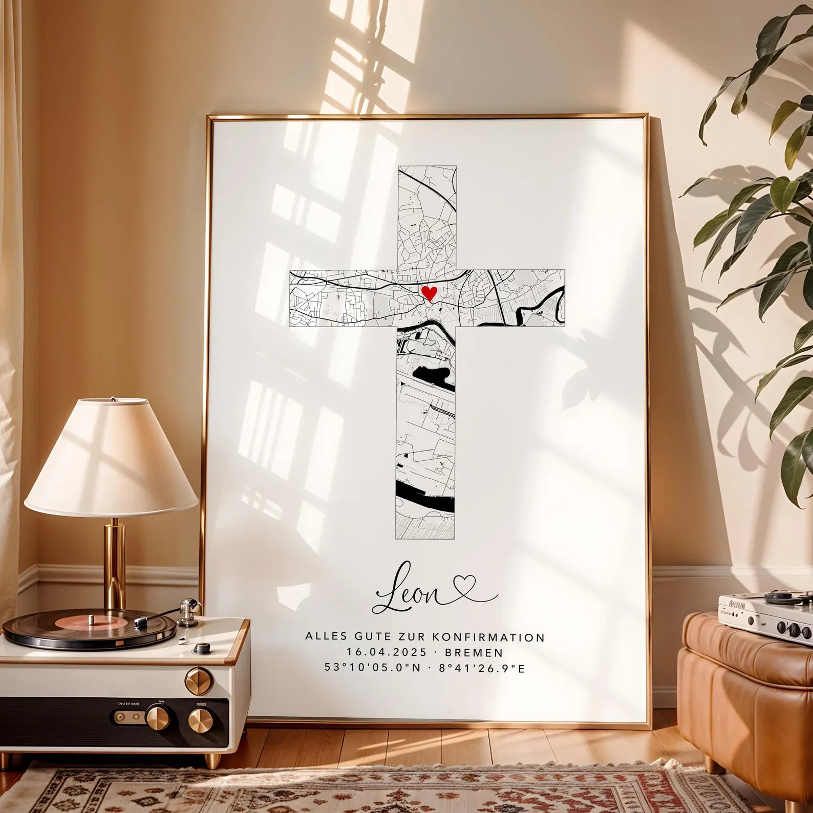 Geschenk zur Konfirmation personalisiertes Poster Konfirmationskreuz Kreuz Bild