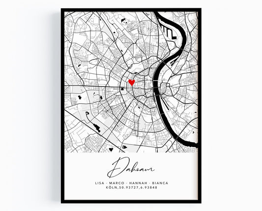 Dahoam Poster - Personalisierte Stadtkarte