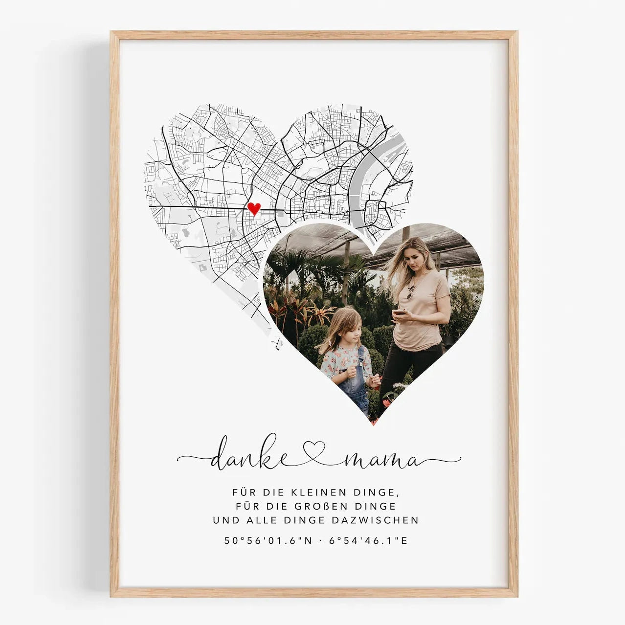 Geschenk für Mama mit Stadtkarte & Foto – Danke Mama Bild zum Muttertag, Geburtstag