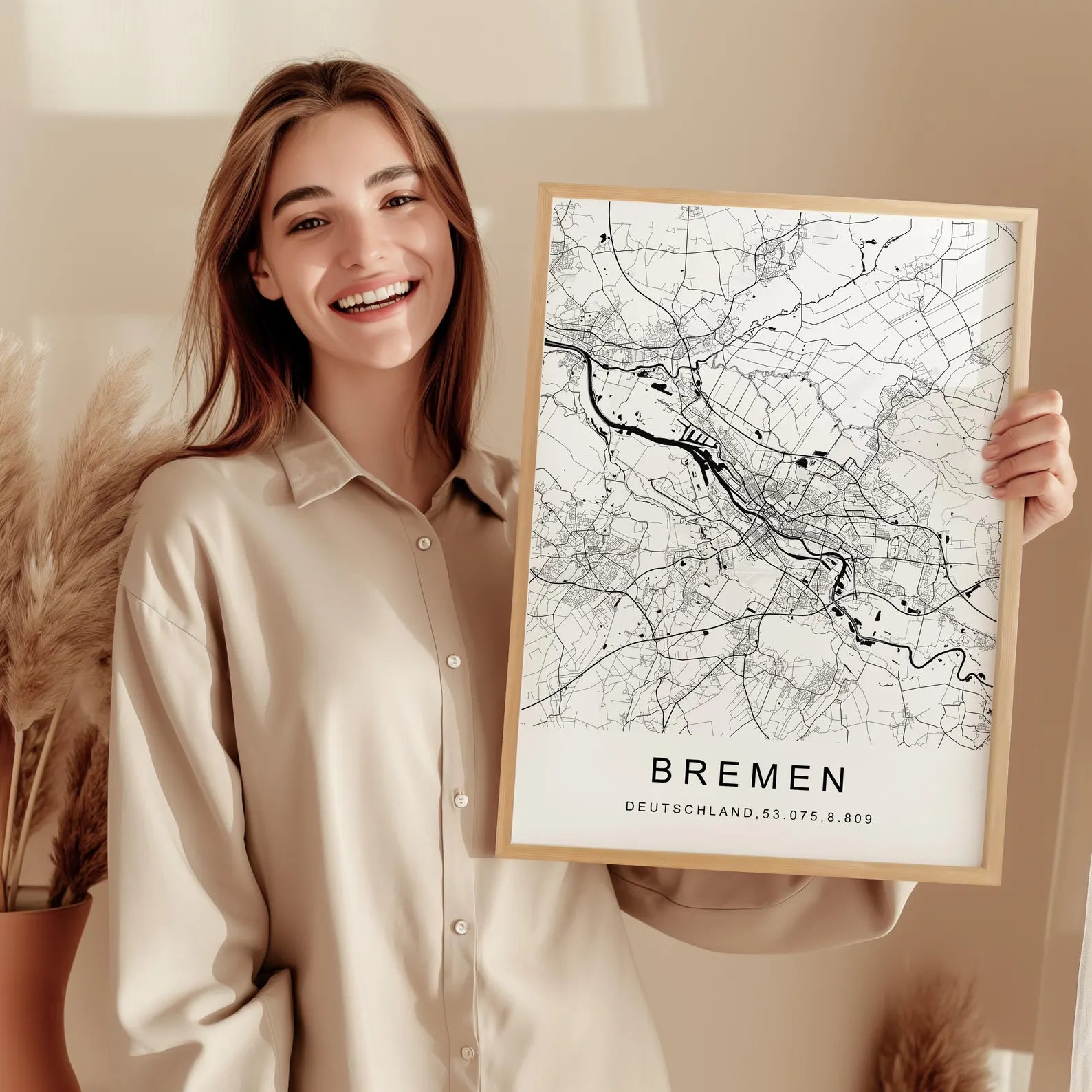 Personalisierte Stadtkarte | Koordinaten Poster in Schwarz-Weiß