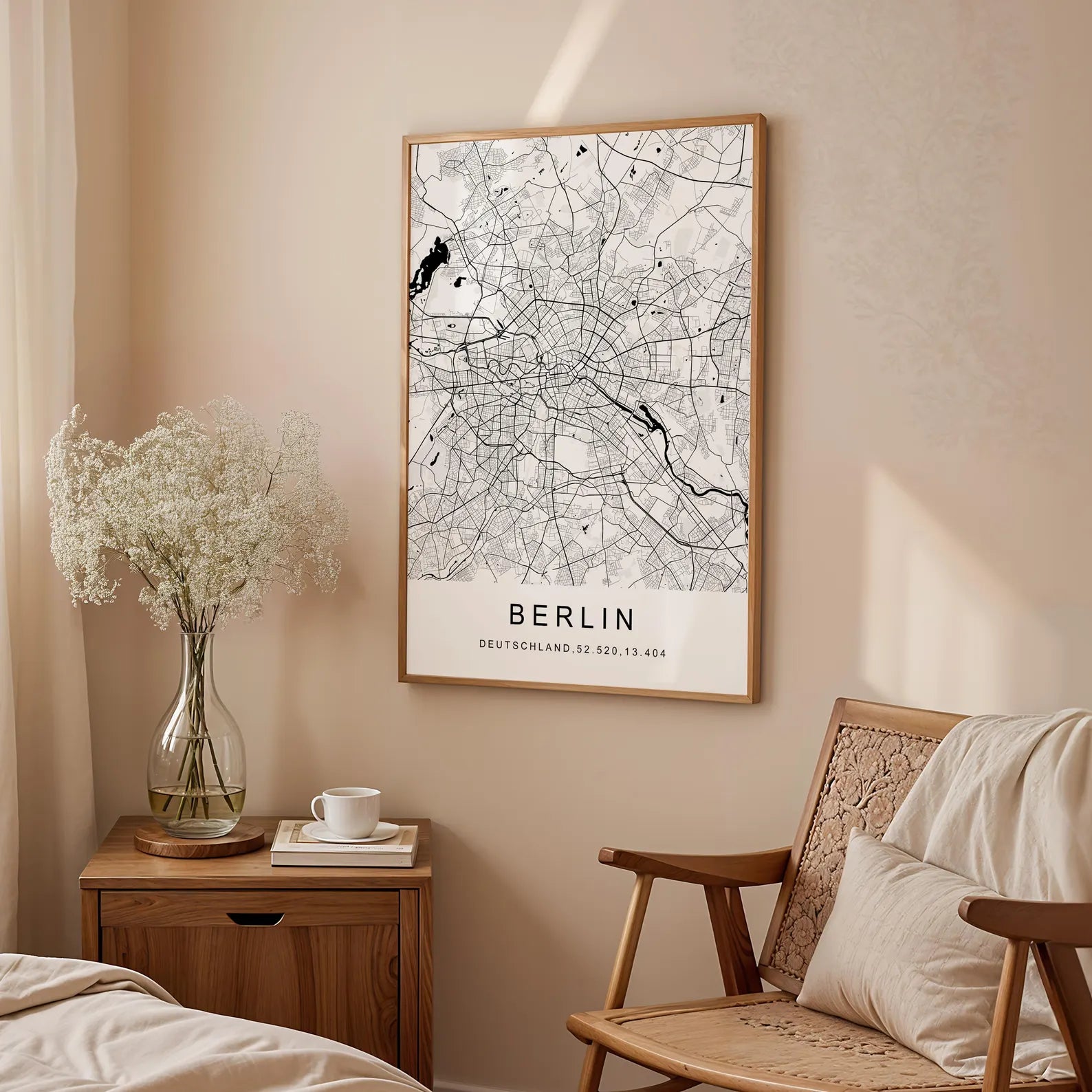 Personalisierte Stadtkarte | Koordinaten Poster in Schwarz-Weiß