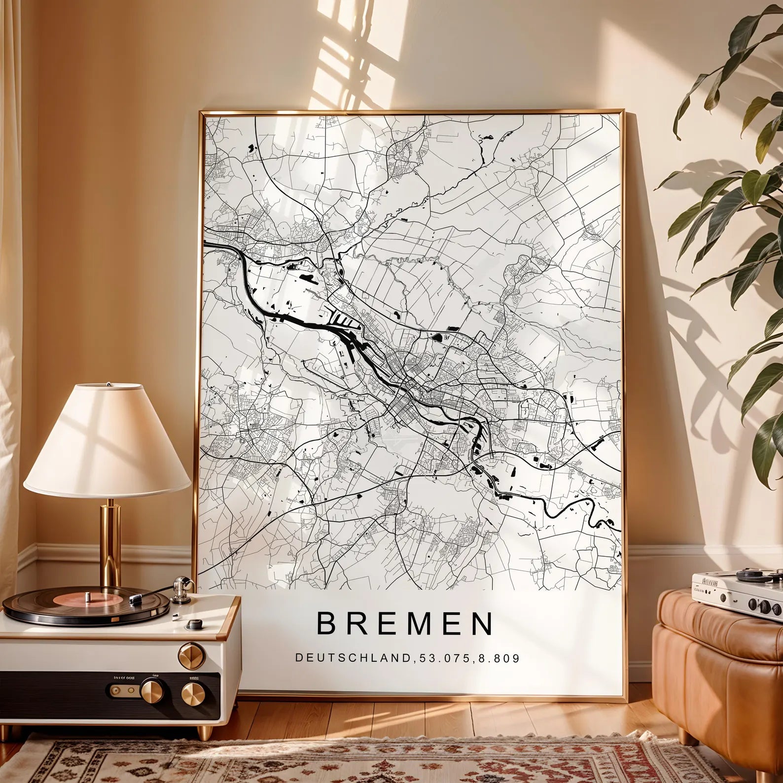 Personalisierte Stadtkarte | Koordinaten Poster in Schwarz-Weiß