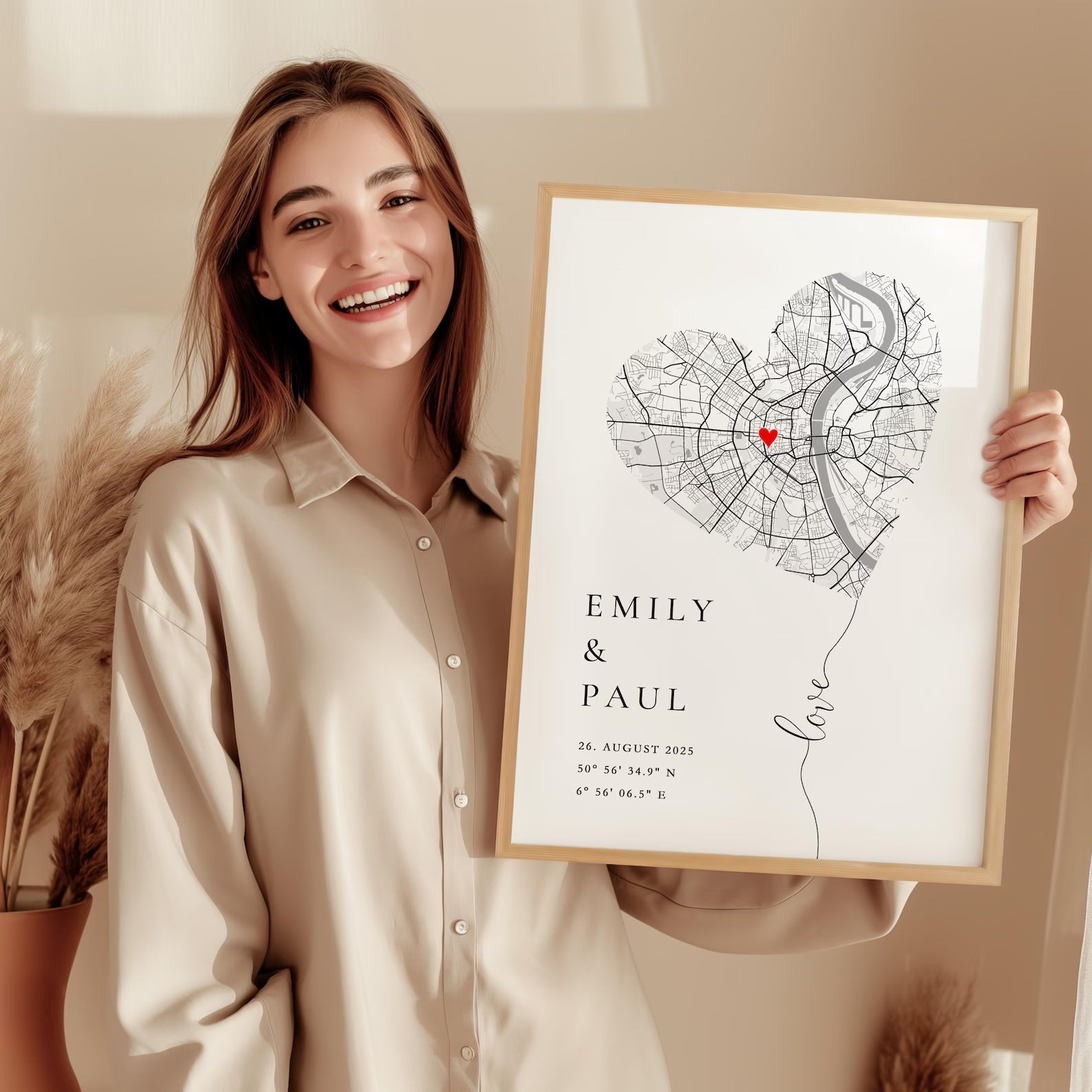 Verlobungsgeschenk - Personalisiertes Koordinaten Poster zur Verlobung oder Hochzeit