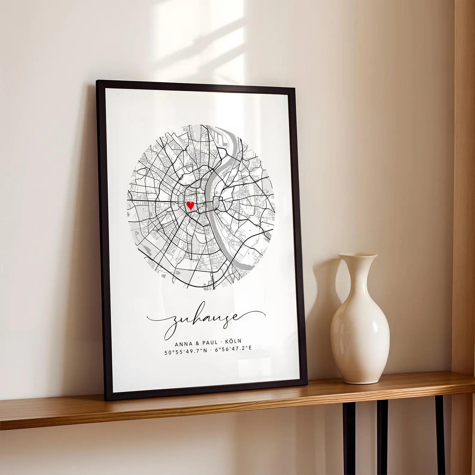 Zuhause Poster im Kreis - Personalisierte Stadtkarte
