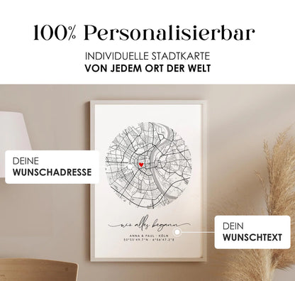 Wo alles begann – Individuelles Koordinaten Bild für Paare