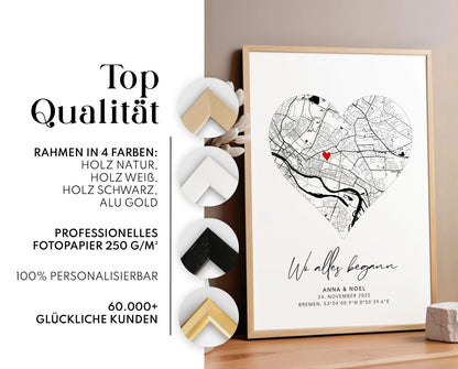 Wo alles begann Poster - Personalisierte Stadtkarte