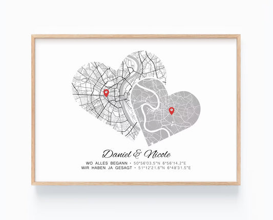Hochzeitstag Geschenk Poster Zwei Städte