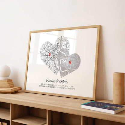 Hochzeitstag Geschenk Poster Zwei Städte