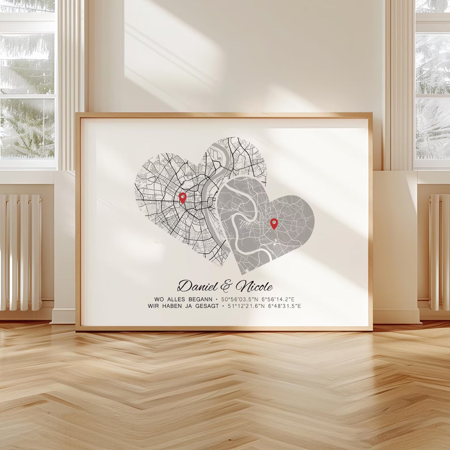 Hochzeitstag Geschenk Poster Zwei Städte