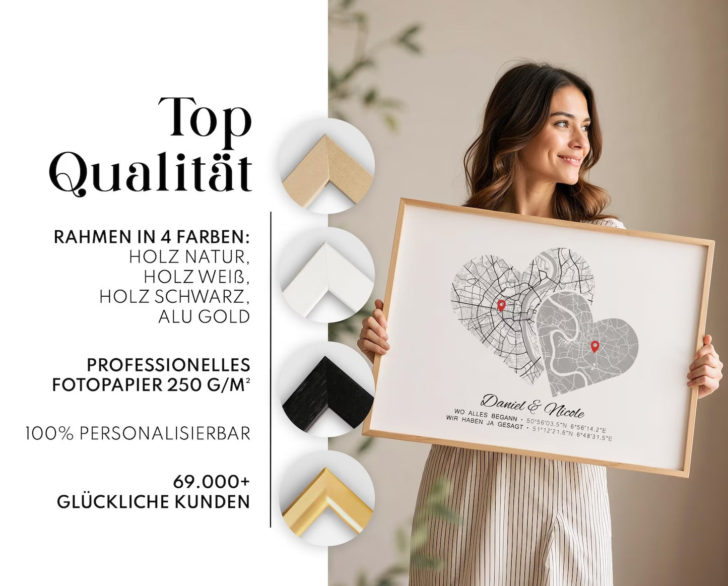 Hochzeitstag Geschenk Poster Zwei Städte