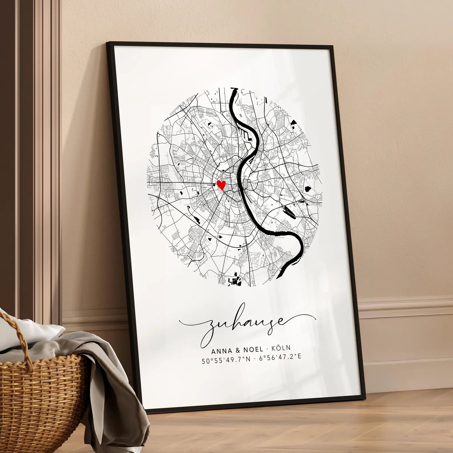 Einzugsgeschenk Haus – Personalisiertes Zuhause Poster mit Koordinaten