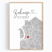 Zuhause Poster mit Haus rechts - Personalisierte Stadtkarte