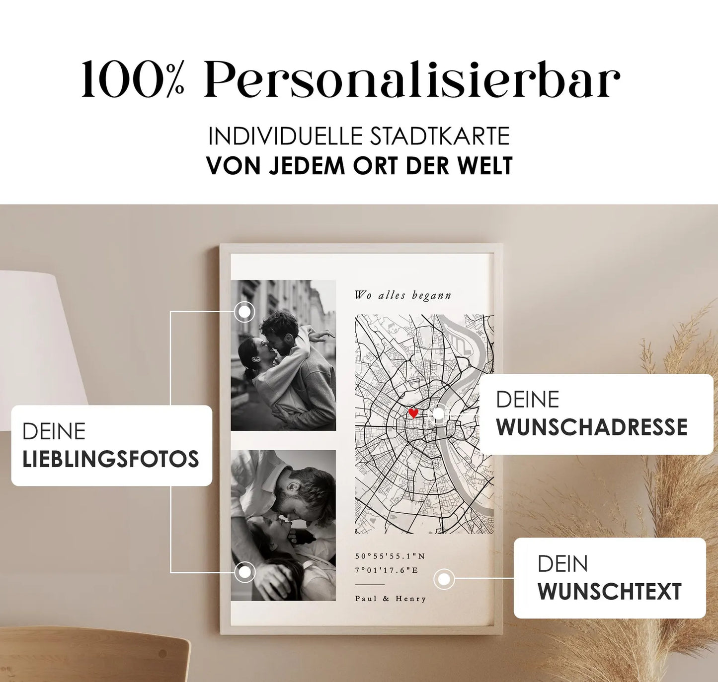 Wo alles begann Fotogeschenk - persönliche Stadtkarte
