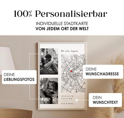 Wo alles begann Fotogeschenk - persönliche Stadtkarte