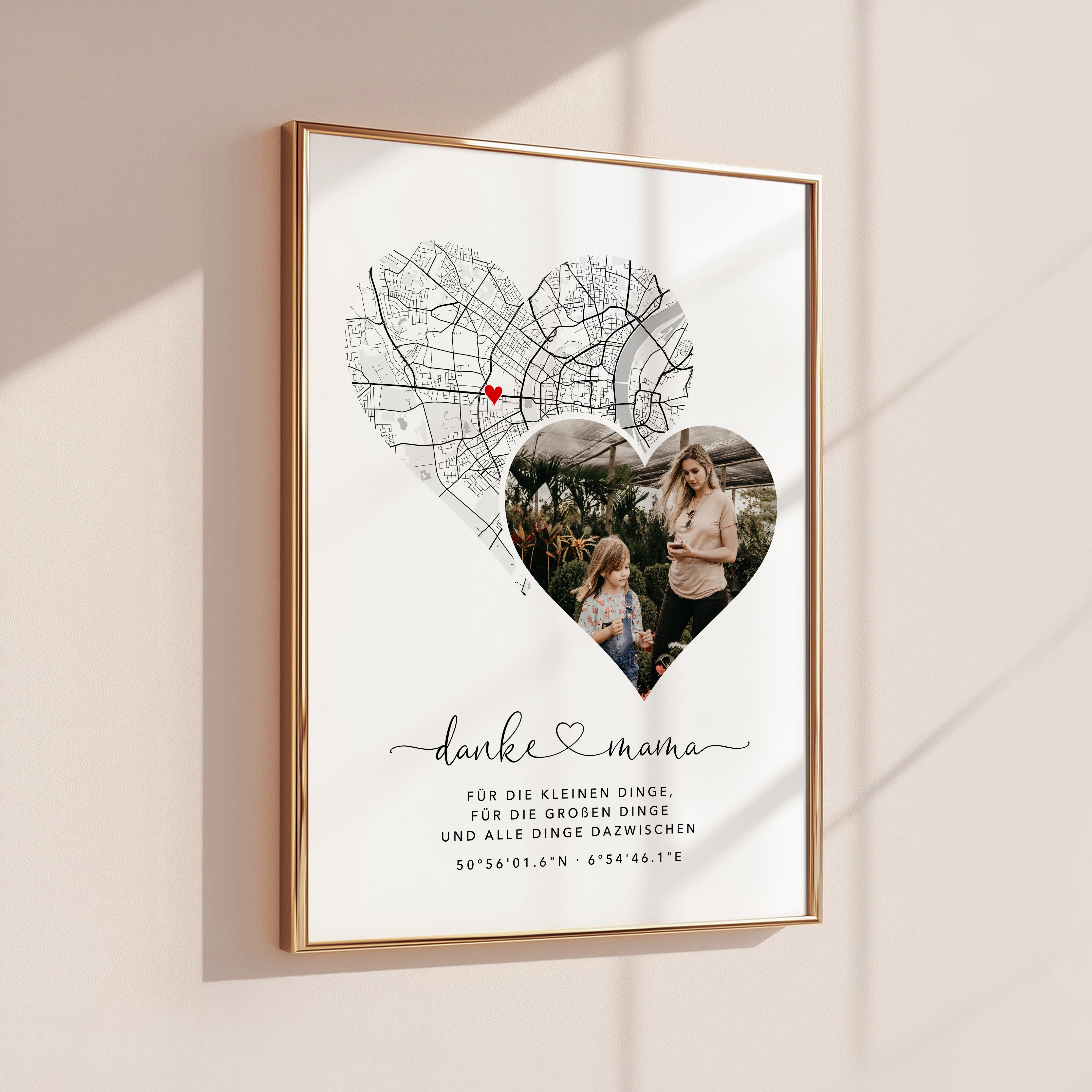 Geschenk für Mama mit Stadtkarte & Foto – Danke Mama Bild zum Muttertag, Geburtstag