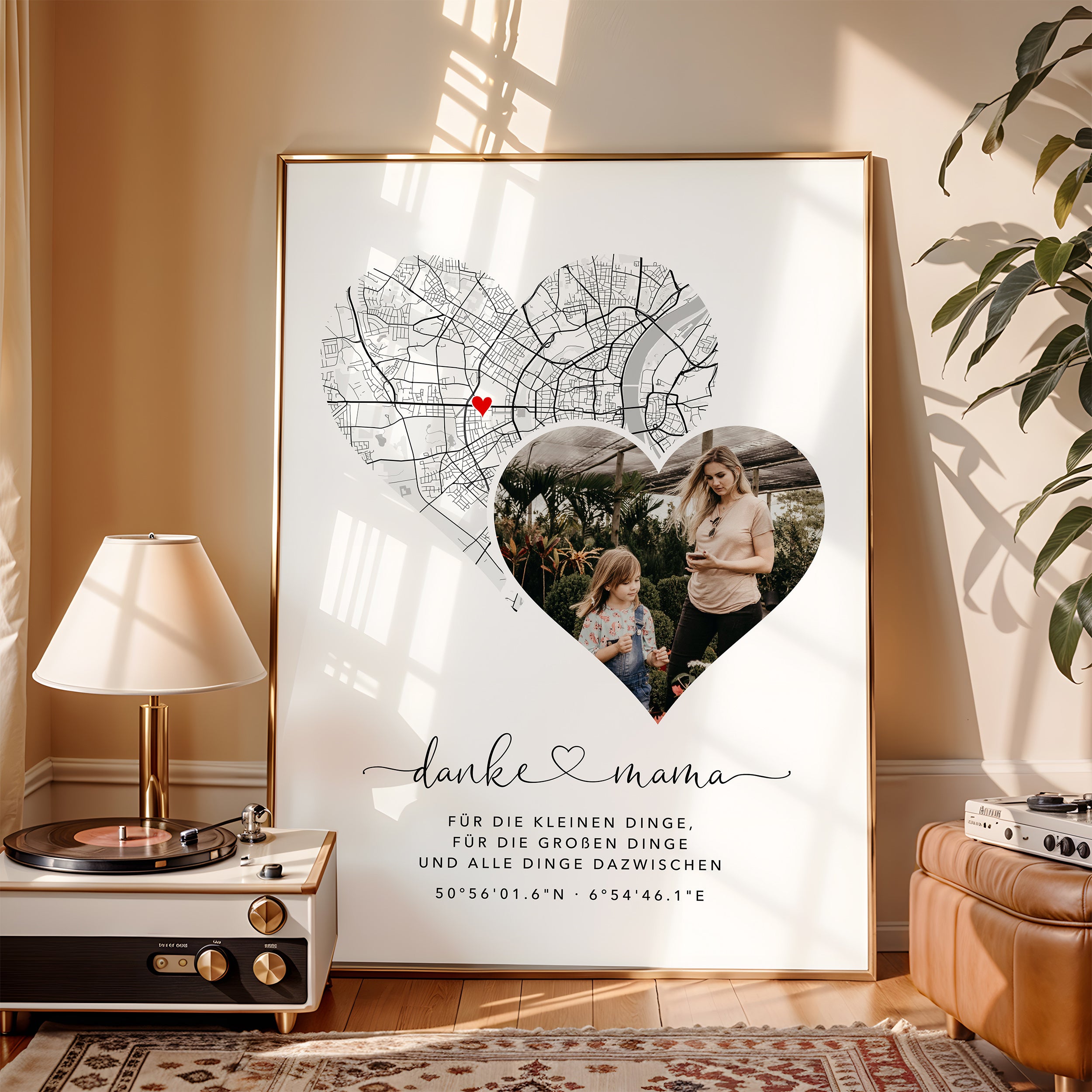 Geschenk für Mama mit Stadtkarte & Foto – Danke Mama Bild zum Muttertag, Geburtstag