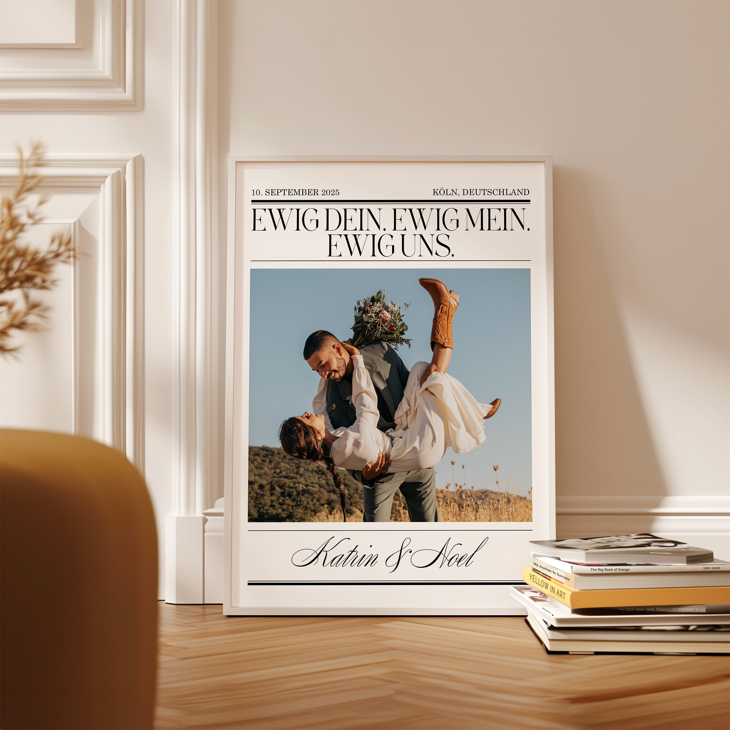 Hochzeitstag Geschenk Poster mit Hochzeitsfoto - Boho Stil