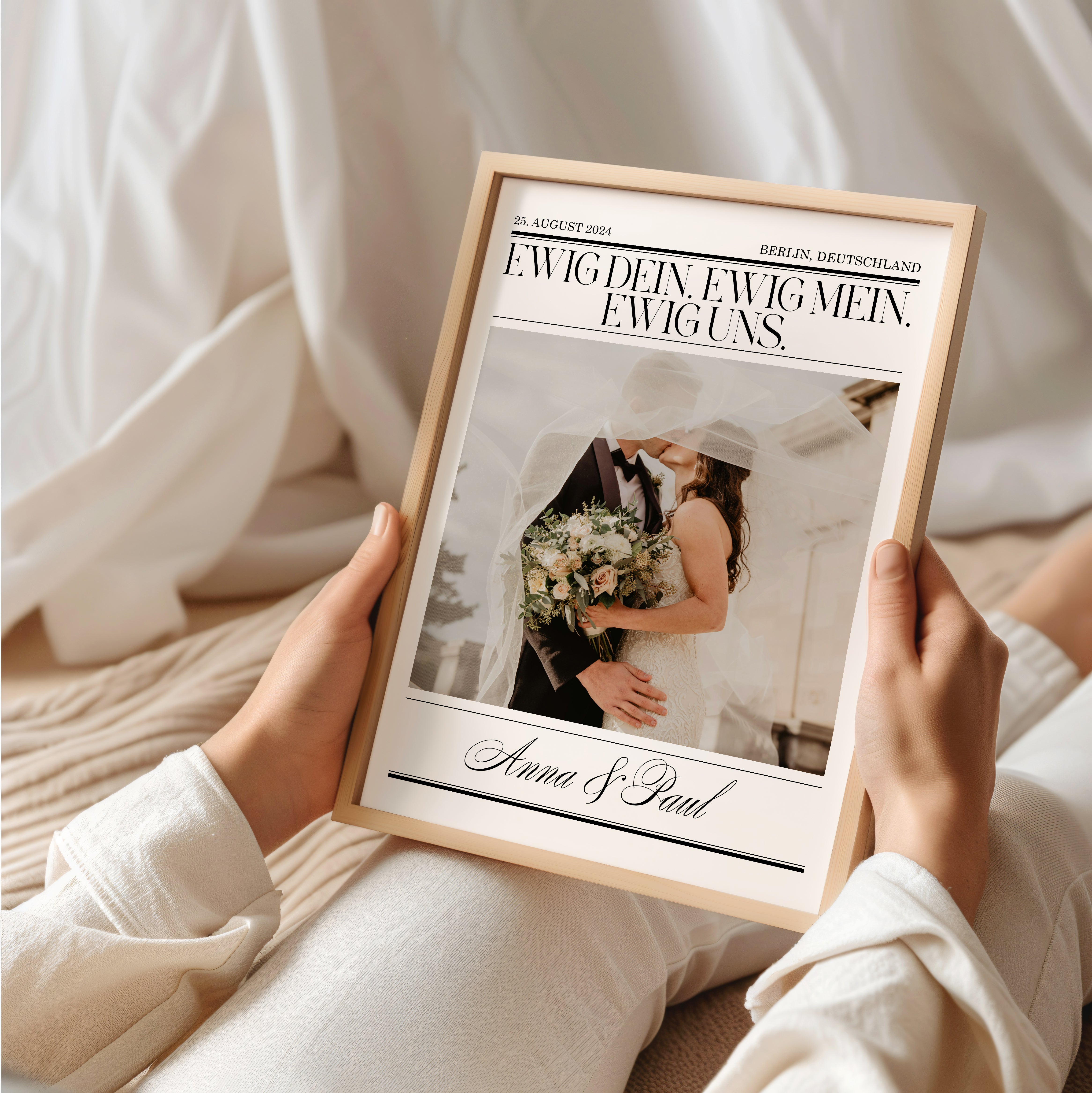 Hochzeitstag Geschenk Poster mit Hochzeitsfoto - Boho Stil