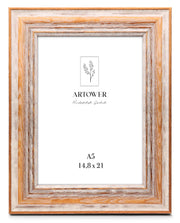 Bilderrahmen für A5 (15 x 21 cm) - Rustikaler Weiß-Braun