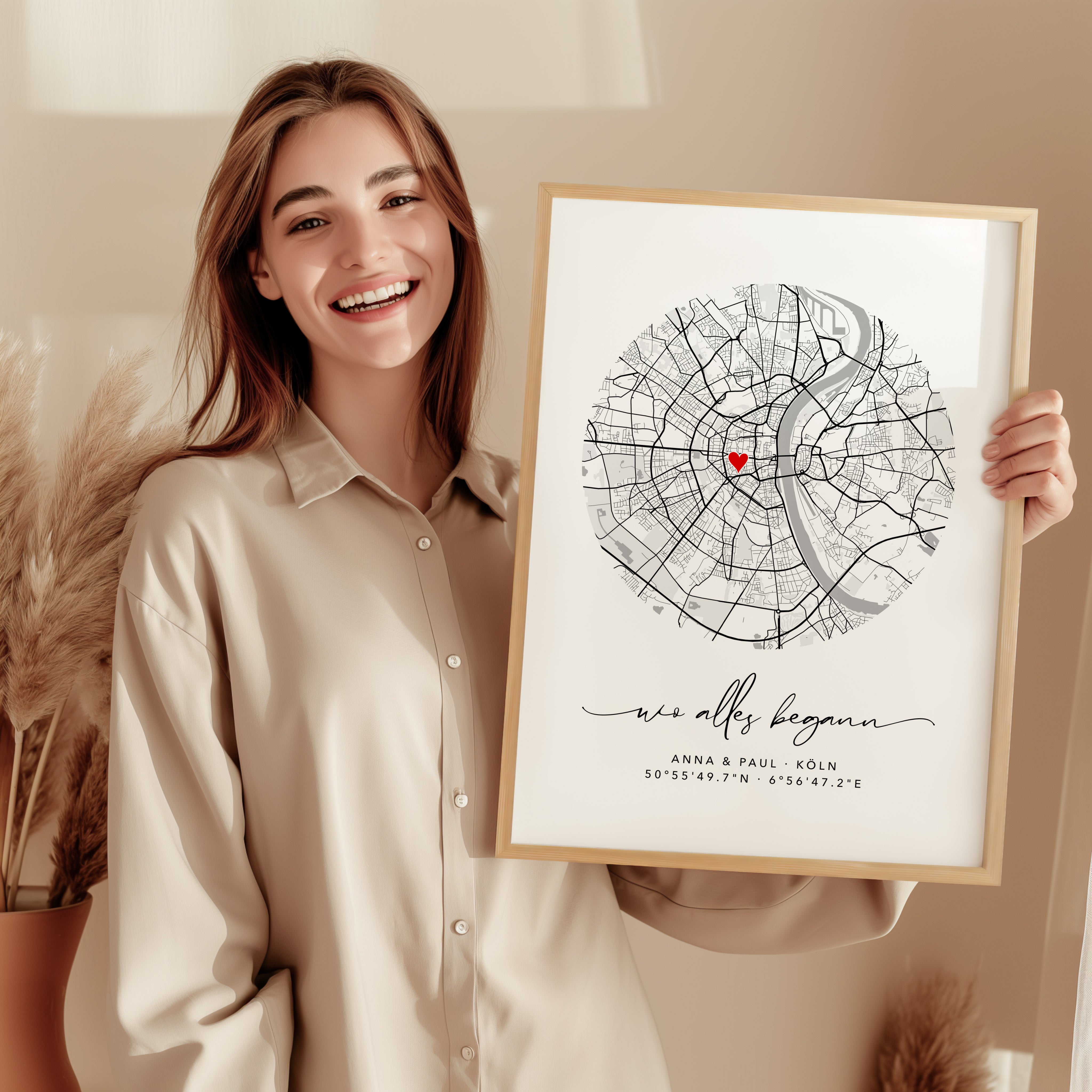 Wo alles begann – Individuelles Koordinaten Bild für Paare