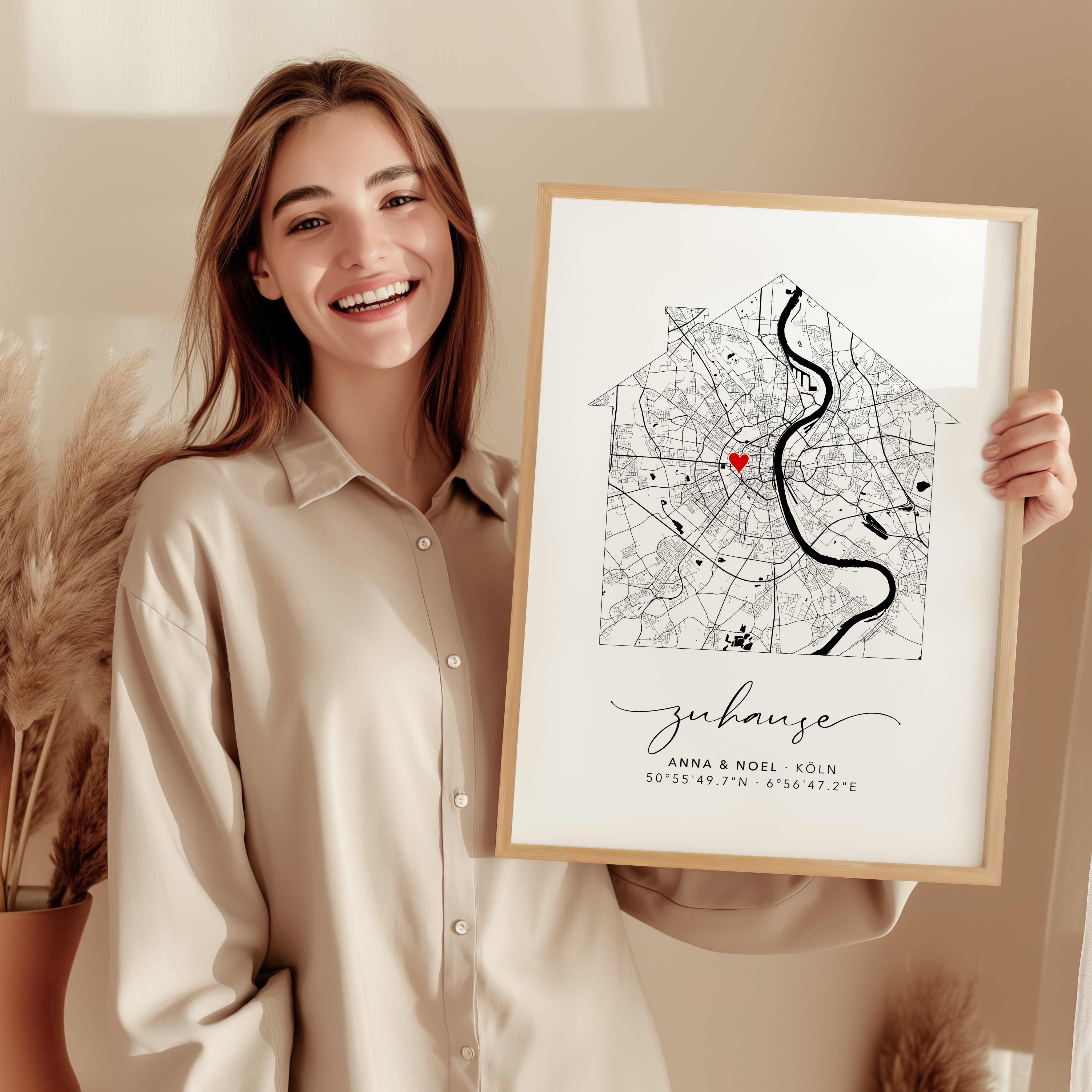 Zuhause Poster Haus - Personalisierte Stadtkarte
