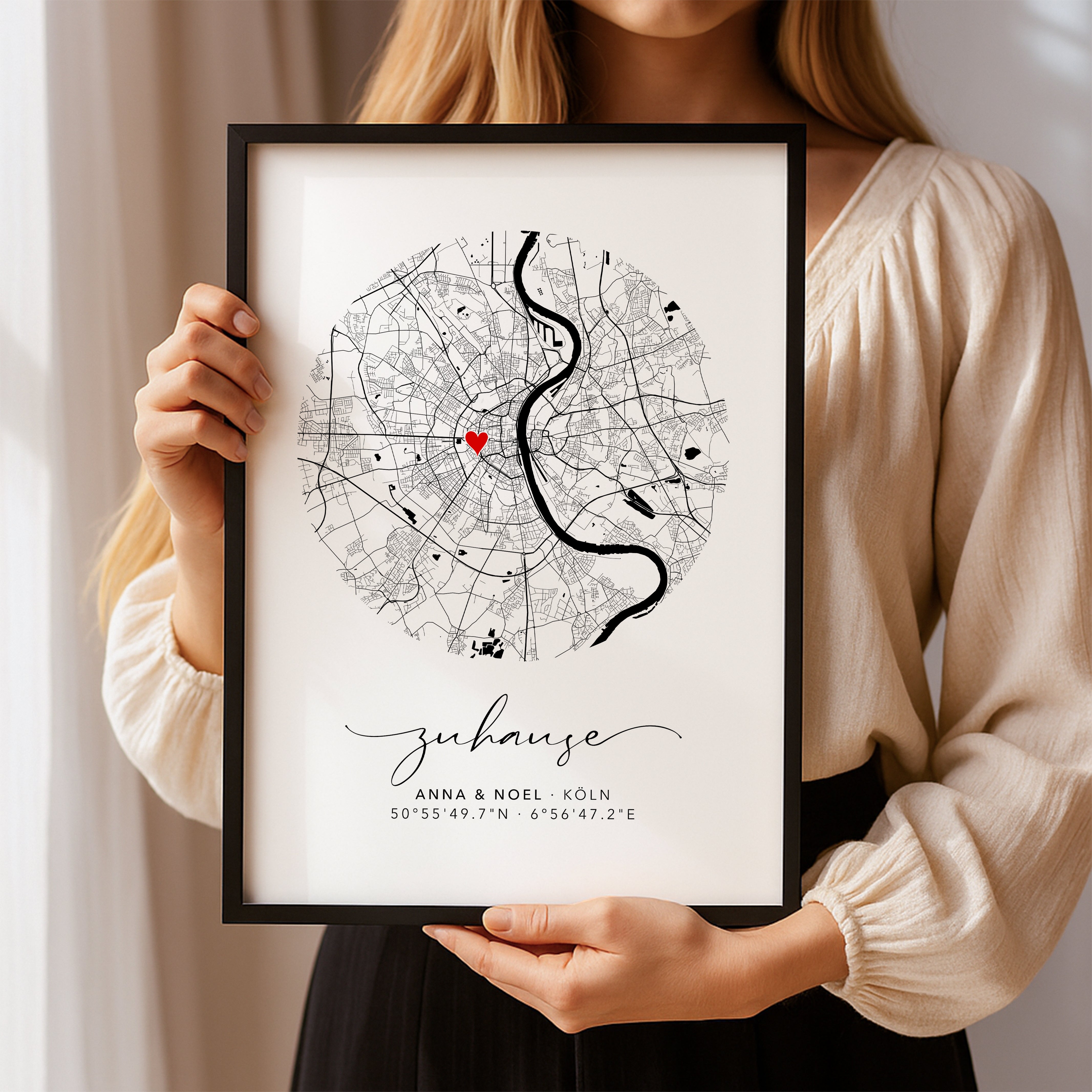 Einzugsgeschenk Haus – Personalisiertes Zuhause Poster mit Koordinaten